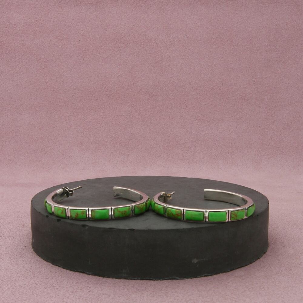 sterling silver vintage gaspeite hoop earrings